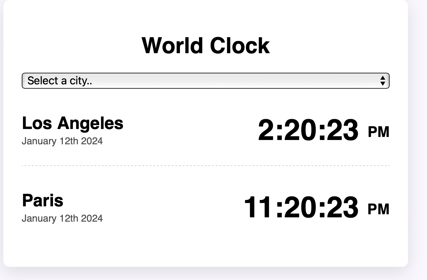 World Clock project 